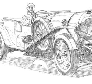 Dessin Le Mans 1928 - Reproduction 40x50 cm