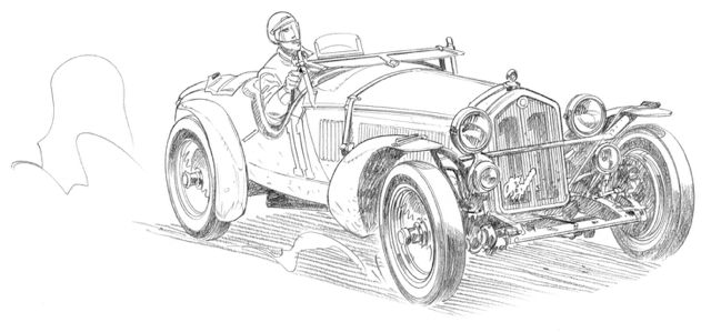 Dessin Le Mans 1933 - Reproduction 40x50 cm