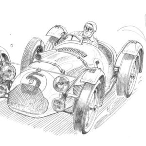 Dessin Le Mans 1950 - Reproduction 40x50 cm