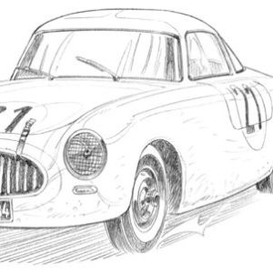 Dessin Le Mans 1952 - Reproduction 30x40 cm