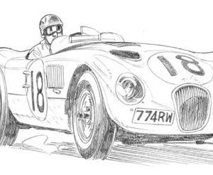 Dessin Le Mans 1953 - Reproduction 50x70 cm