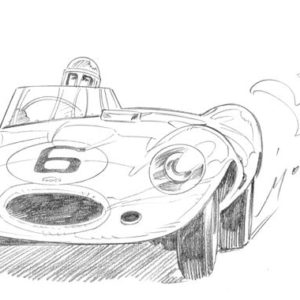 Dessin Le Mans 1955 - Reproduction 40x50 cm
