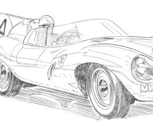 Dessin Le Mans 1956 - Reproduction 30x40 cm