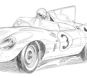 Dessin Le Mans 1957 - Reproduction 50x70 cm