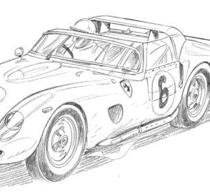 Dessin Le Mans 1962 - Reproduction 50x70 cm
