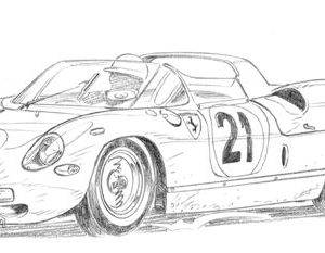 Dessin Le Mans 1963 - Reproduction 40x50 cm