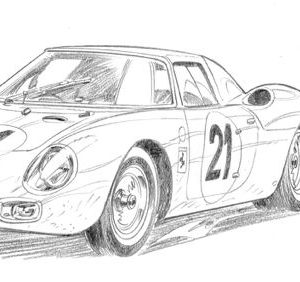 Dessin Le Mans 1965 - Reproduction 50x70 cm