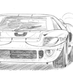 Dessin Le Mans 1968 - Reproduction 40x50 cm
