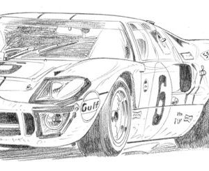 Dessin Le Mans 1969 - Reproduction 40x50 cm