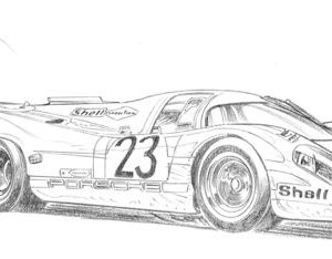 Dessin Le Mans 1970 - Reproduction 40x50 cm