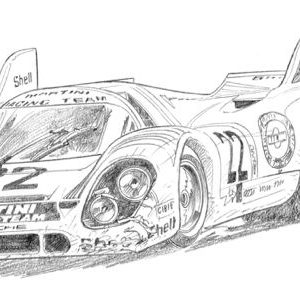 Dessin Le Mans 1971 - Reproduction 30x40 cm