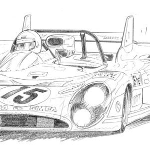 Dessin Le Mans 1972 - Reproduction 50x70 cm