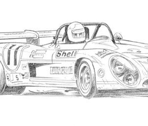 Dessin Le Mans 1973 - Reproduction 30x40 cm