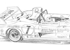 Dessin Le Mans 1974 - Reproduction 40x50 cm