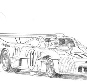 Dessin Le Mans 1975 - Reproduction 50x70 cm