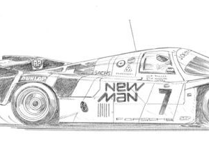 Dessin Le Mans 1985 - Reproduction 50x70 cm