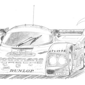Dessin Le Mans 1986 - Reproduction 40x50 cm