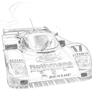 Dessin Le Mans 1987 - Reproduction 40x50 cm