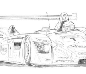 Dessin Le Mans 2001 - Reproduction 40x50 cm